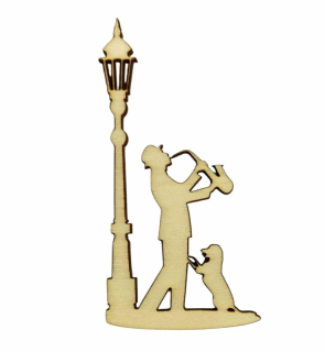 Drevený výrez lampa s muzikantom 5x10 cm